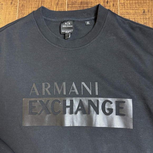 Armani Exchange Sweater Men’s Large Long Sleeve Black Pullover Brand Logo - Picture 1 of 10